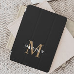 Personalized Name Monogram Black iPad Air Cover<br><div class="desc">Create your own personalized black round ipad case with your custom name and monogram.</div>