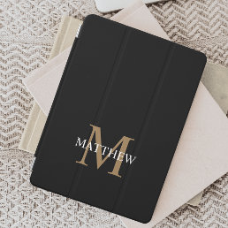 Personalized Name Monogram Black iPad Air Cover