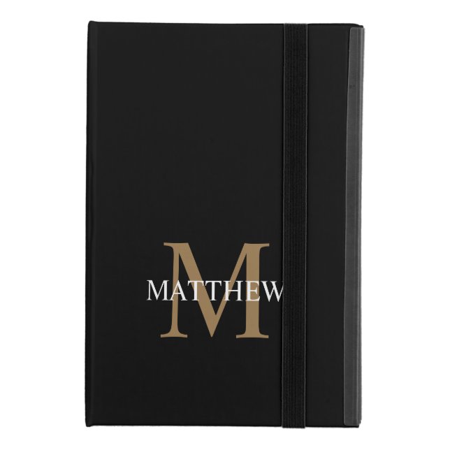 Personalized Name Monogram Black iPad Mini 4 Case (Front Closed)