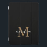 Personalized Name Monogram Black iPad Pro Cover<br><div class="desc">Create your own personalized black round ipad case with your custom name and monogram.</div>