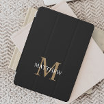 Personalized Name Monogram Black iPad Pro Cover<br><div class="desc">Create your own personalized black round ipad case with your custom name and monogram.</div>