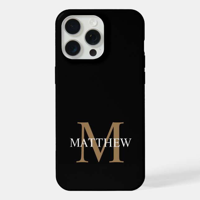Personalized Name Monogram Black Iphone Case (Back)