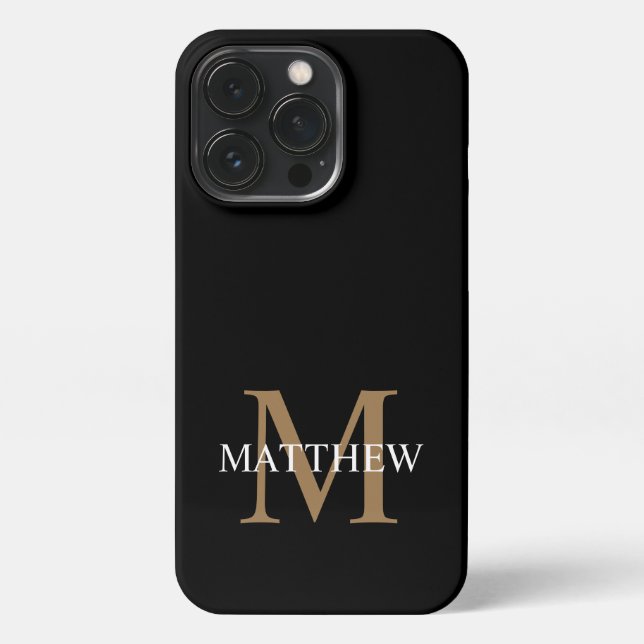 Personalized Name Monogram Black iPhone Case (Back)