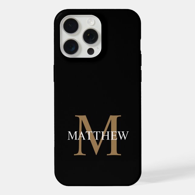 Personalized Name Monogram Black iPhone Case (Back)