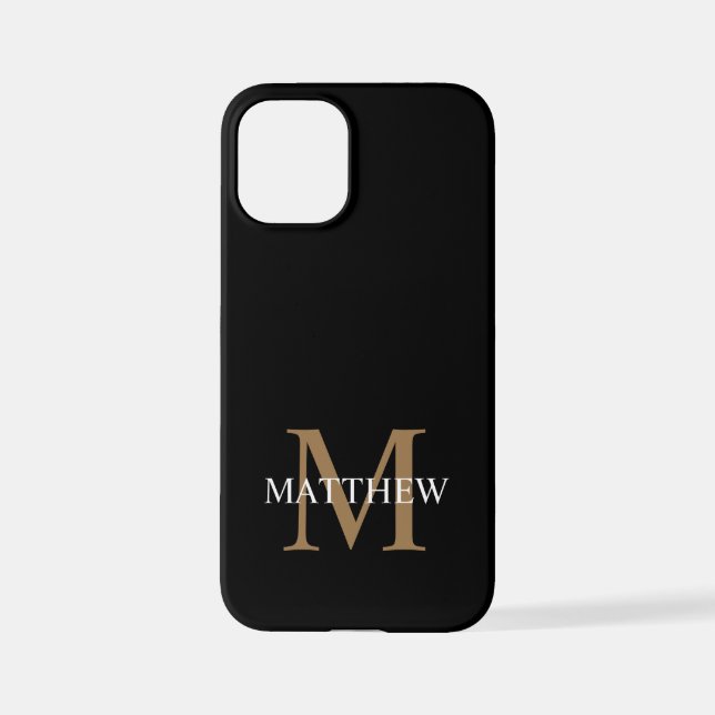 Personalized Name Monogram Black iPhone Case (Back)