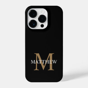 Personalized Name Monogram Black iPhone 14 Pro Case