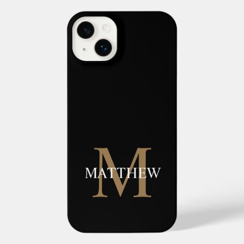 Personalized Name Monogram Black iPhone 14 Plus Case