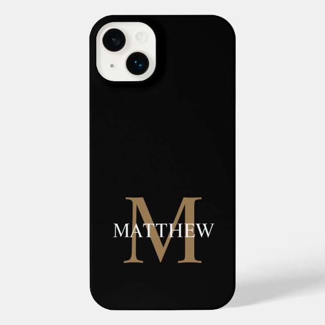 Personalized Name Monogram Black iPhone Case (Back)