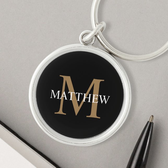 Personalized Name Monogram Black Keychain (Creator Uploaded)