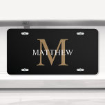 Personalized Name Monogram Black License Plate<br><div class="desc">Create your own personalized black round license plate with your custom name and monogram.</div>