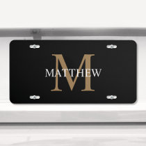 Personalized Name Monogram Black License Plate