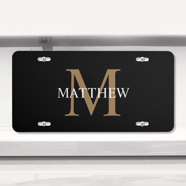 Personalized Name Monogram Black License Plate (Creator Uploaded)