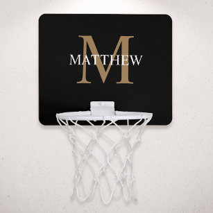 Personalized Name Monogram Black Mini Basketball Hoop