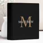 Personalized Name Monogram Black Mini Binder<br><div class="desc">Create your own personalized black round mini binder with your custom name and monogram.</div>