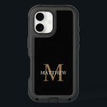 Personalized Name Monogram Black iPhone 16 Case<br><div class="desc">Create your own personalized black round phone case with your custom name and monogram.</div>