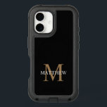 Personalized Name Monogram Black iPhone 16 Case<br><div class="desc">Create your own personalized black round phone case with your custom name and monogram.</div>