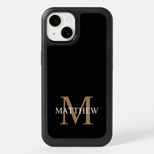 Personalized Name Monogram Black Otterbox iPhone Case (Back)