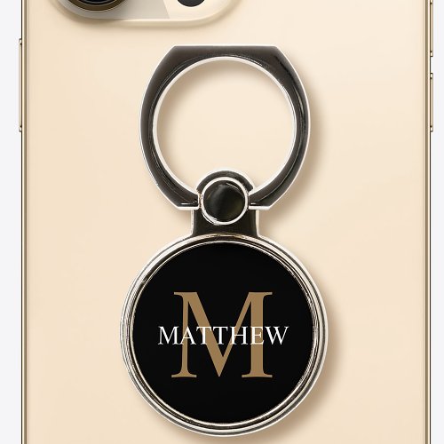 Personalized Name Monogram Black Phone Ring Stand