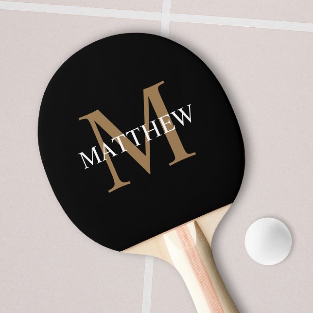 Personalized Name Monogram Black Ping Pong Paddle (Creator Uploaded)