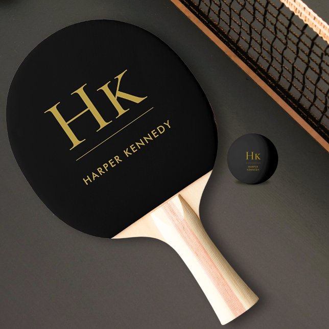 Personalized Name Monogram Black Ping Pong Paddle (Creator Uploaded)