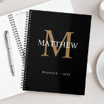 Personalized Name Monogram Black Planner<br><div class="desc">Create your own personalized black round planner with your custom name and monogram.</div>
