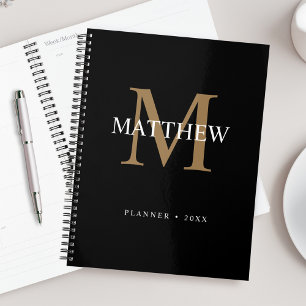 Personalized Name Monogram Black Planner