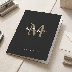 Personalized Name Monogram Black Pocket Folder