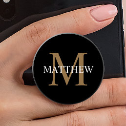 Personalized Name Monogram Black PopSocket