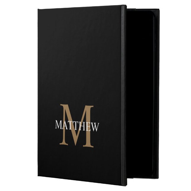 Personalized Name Monogram Black Powis iPad Air 2 Case (Front)