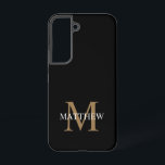 Personalized Name Monogram Black Samsung Galaxy S22 Case<br><div class="desc">Create your own personalized black round phone case with your custom name and monogram.</div>