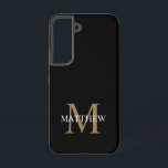 Personalized Name Monogram Black Samsung Galaxy S22 Case<br><div class="desc">Create your own personalized black round phone case with your custom name and monogram.</div>