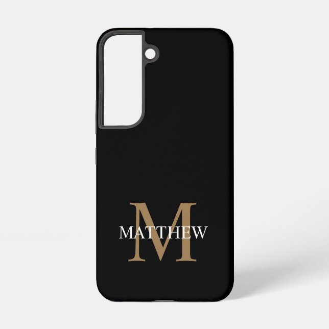Personalized Name Monogram Black Samsung Galaxy Case (Back)