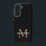 Personalized Name Monogram Black Samsung Galaxy S21 Case<br><div class="desc">Create your own personalized black round phone case with your custom name and monogram.</div>