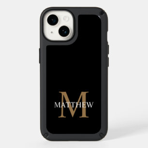 Personalized Name Monogram Black Speck iPhone 14 Case