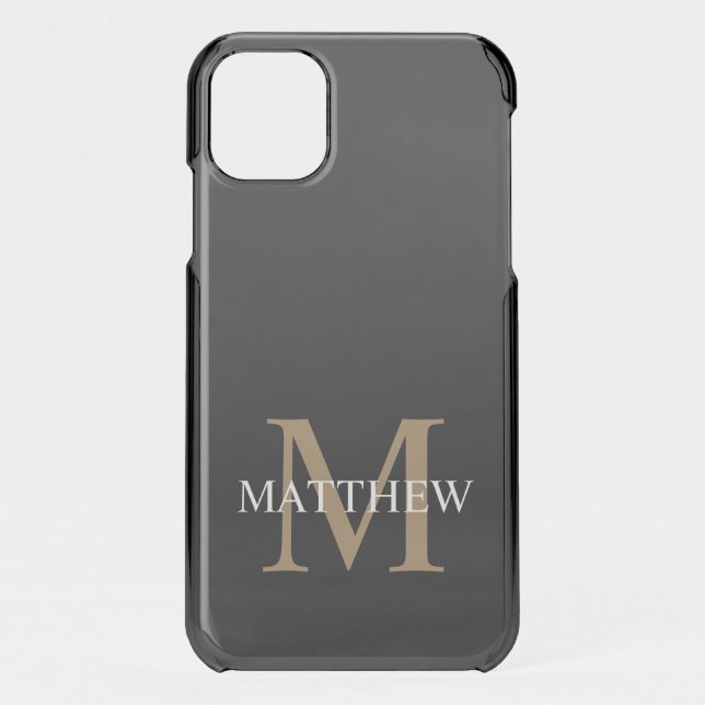 Personalized Name Monogram Black Uncommon iPhone Case (Back)