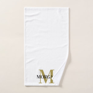 Personalized Name Monogram Black White  Hand Towel
