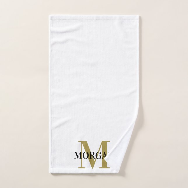 Personalized Name Monogram Black White  Hand Towel (Hand Towel)