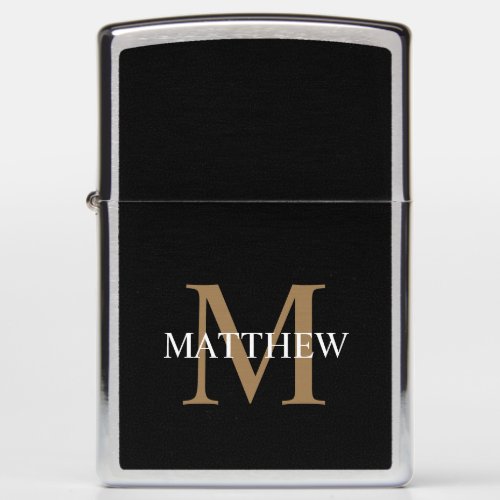 Personalized Name Monogram Black Zippo Lighter