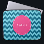 Personalized Name Monogram Blue Chevron Laptop Sleeve<br><div class="desc">Modern and trendy chevron pattern in shades of blue. Customize this by adding your name; click the "Customize it" button and you can easily replace the placeholder text to add your text.</div>