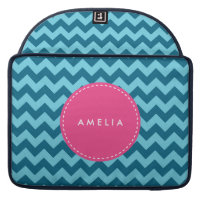 Personalized Name Monogram Blue Chevron MacBook Pro Sleeve