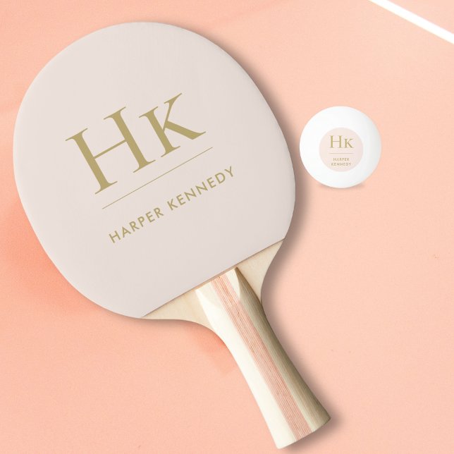 Personalized Name Monogram Blush Pink Gold Ping Pong Paddle (Creator Uploaded)