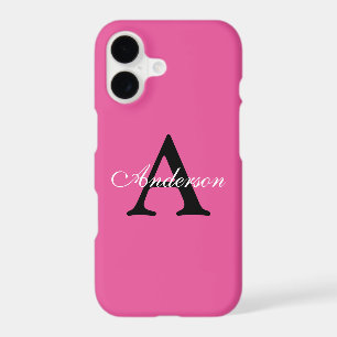 Personalized Name Monogram Bright Pink Background iPhone 17 Case