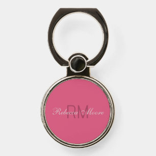 Personalized Name Monogram Dark Raspberry Pink Phone Ring Stand
