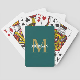 Personalized Name Monogram Dark Teal Poker Cards