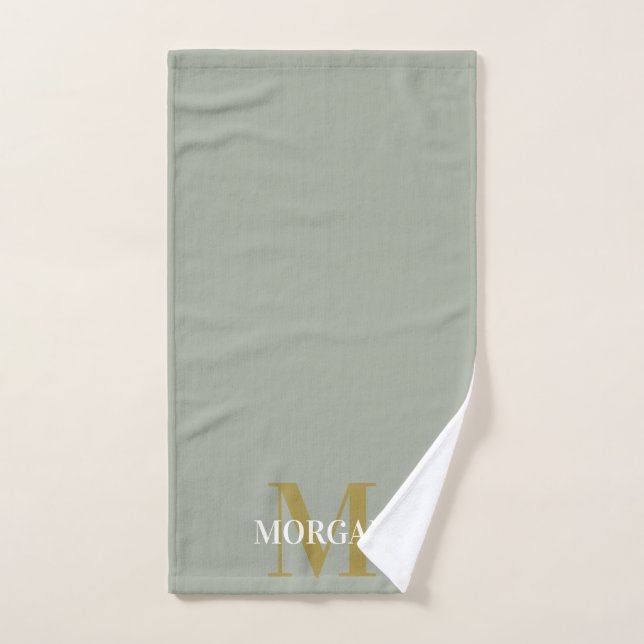 Personalized Name Monogram Desert sage  Hand Towel (Hand Towel)
