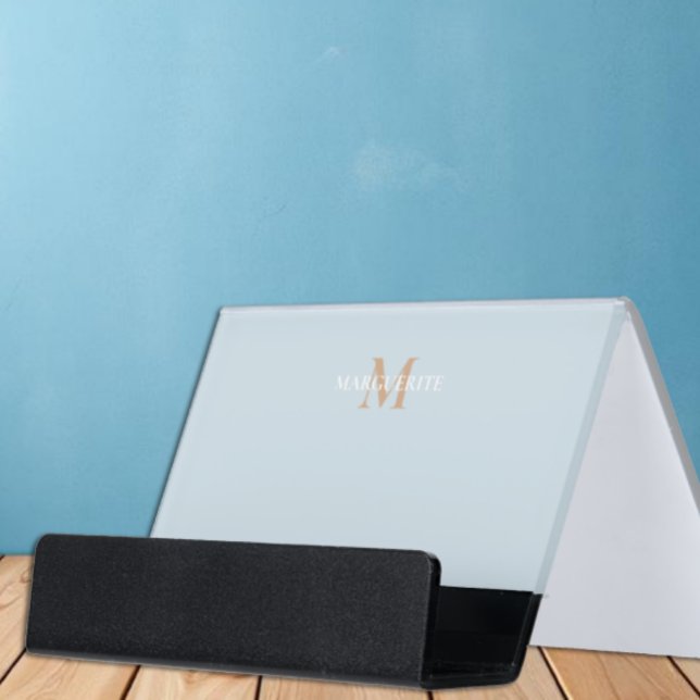 Personalized Name Monogram Desk Business Card Holder (Creator Uploaded)