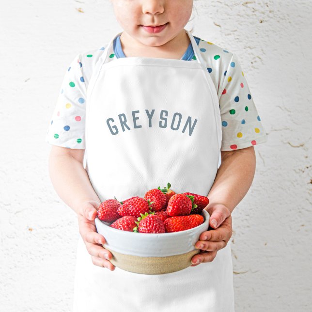 Personalized Name Monogram | Dusty Blue Kids' Apron (Creator Uploaded)