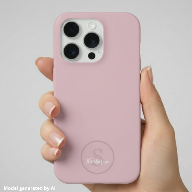 Personalized Name Monogram Dusty Rose iPhone Case (Creator Uploaded)