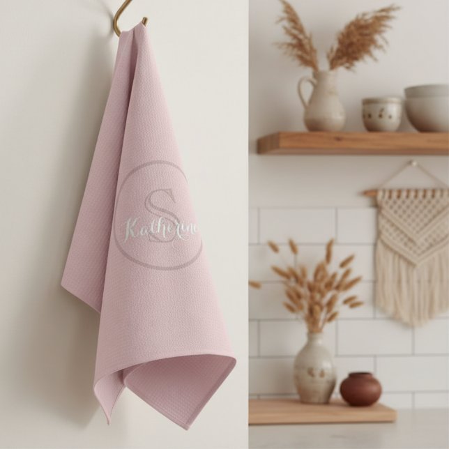 Personalized Name Monogram Dusty Rose Kitchen Towel (Creator Uploaded)