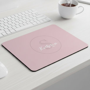 Personalized Name Monogram Dusty Rose Mouse Pad